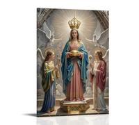 XMHMYHZJ The Couronation of The Virgin, Mary Crowned by Trinity, Heavenly Golden Glow, art mural gothique décoration murale moderne à suspendre 20 x 30 cm