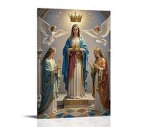 XMHMYHZJ The Couronation of The Virgin, Mary Crowned by Trinity, Heavenly Golden Glow, art mural gothique décoration murale moderne à suspendre 20 x 30 cm