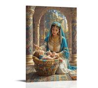 XMHMYHZJ The Finding of Moïse, bébé dans un panier, princesse égyptienne le découvrant, détails orientalistes, décoration murale moderne à suspendre, poster d'art mural 50 x 75 cm