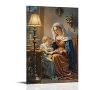 XMHMYHZJ The Madonna of the Book, Reading with Child, Intimate Lighting, Dutch Réalisme Wall Art Mural Décoration Moderne Poster à Suspendre 20 x 30 cm