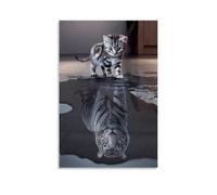 XMHMYHZJ Tigre mystique - Art moderne réfléchissant - Décoration d'intérieur - Miroir mural - Décoration murale moderne à suspendre - 60 x 90 cm
