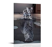 XMHMYHZJ Tigre mystique - Art moderne réfléchissant - Décoration d'intérieur - Miroir mural - Décoration murale moderne à suspendre - 60 x 90 cm