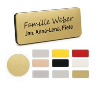 XMHome Plaque de porte 2 pièces pour boîte aux lettres ou sonnette Utilisable aussi comme plaque de bureau Personnalisable avec nom & symbole Gravure laser résistante Fabriqué en Allemagne