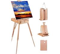 XMING Cheveux en Bois for Peinture Art Pliant Casque à chevalet de trépied réglable de Style français avec boîte de Croquis Palette en Bois Bandoulière for Dessin