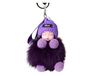 Xmiral Approprié Pompon Voiture de Couchage bébé ou pendentifs Porte-clés à Main pour bébés avec Porte-clés en Fourrure de Couchage Porte-clés Portefeuille Lanière Anniversaire pour Clés