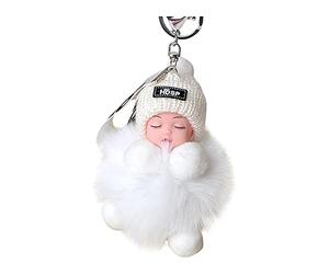Xmiral Approprié Pompon Voiture de Couchage bébé ou pendentifs Porte-clés à Main pour bébés avec Porte-clés en Fourrure de Couchage Porte-clés Portefeuille Lanière Anniversaire pour Clés