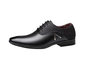 Xmiral Chaussures en Cuir de Classique pour Hommes à Enfiler en Cuir PU en Caoutchouc à Talon Bloc Bottes Homme Cuir (Black, 46)