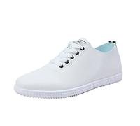 Xmiral Femmes Chaussures décontractées Mode Simple Couleur Unie Confortable Plat antidérapant légère Chaussures décontractées Chausson Cuir (Black, 40)