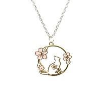 Xmiral Mignon lapin cerise collier guirlande esthétique Simple mode filles Senior sens 100 décoration de collocation Conteneur Colliers Colliers Cristal Cristaux