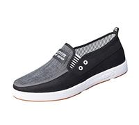 Xmiral Mode Toutes Saisons Hommes Chaussures décontractées Plates antidérapantes Toile légère sans Lacet Confortable Colorblock Chausson Homme Confort pour Pied Creux (Black, 39)