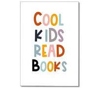 XMJJQQ Toile murale cool pour enfants qui lisent des livres, citations motivantes encourageantes, affiches de lecture, décoration de coin de lecture positive inspirante pour salle de classe primaire,