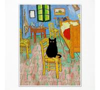 XMJJQQ Toile murale rétro Vincent Van Gogh - Impressions sur toile de peintures à Arles avec chat noir amusant - Poster esthétique rustique pour chambre à coucher - 30,5 x 40,6 cm - Sans cadre