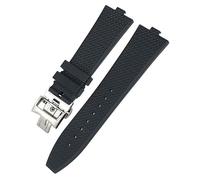 XMKT Bracelet de montre en caoutchouc fluoré pour hommes, 24mm x 7mm, adapté à Vacheron Constantin 5500V 4500V 7900, noir et bleu, bracelet étanche à dégagement rapide(Black)