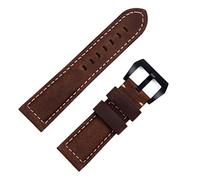 XMKT Bracelet de montre fait main accessoires rétro Vintage véritable cheval fou en cuir 24mm bracelet de montre pour bracelet Panerai boucle Tang(Smokey Mauve,24mm)