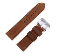 XMKT Bracelet de montre fait main accessoires rétro Vintage véritable cheval fou en cuir 24mm bracelet de montre pour bracelet Panerai boucle Tang(Celestial Teal,22mm)