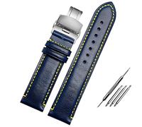 XMKT Bracelet de rechange pour Citizen AT8020 JY8078 en cuir véritable 23 mm bleu avec boucle déployante, 23mm, Acétate, Pas de pierre précieuse