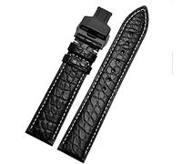 XMKT Bracelet en cuir crocodile pour toutes les marques de bracelets de 16, 17, 18, 19 mm avec boucle déployante, 19mm, Acétate, Pas de pierre précieuse