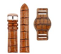 XMKT Brotte de montre en cuir authentique 20 mm 22 mm Bande de montre pour hommes avec bracelet en cuir fait à la main(Brown RG pin buckle,22mm)