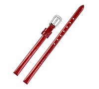 XMKT Mini Watch Band 6 mm Bracelet en cuir authentique Bracelet Fashion Watch Band Small Strap(Red silver buckle)