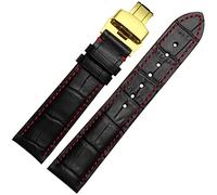 XMKT Pistes de 18 mm 20 mm 22 mm avec bracelet de montre en cuir véritable(Red,22mm silver clasp)