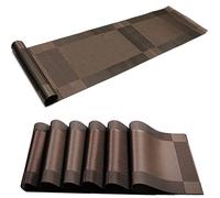 Xmkuwa Lot de 6 Chemins de Table Lavables en PVC - En Vinyle Tissé - Pour Table à Manger - Marron