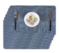 Xmkuwa Lot de 6 sets de table en cuir, imperméables, résistants aux taches, à la chaleur, lavables et faciles à nettoyer en polyuréthane pour cuisine, salle à manger et décoration (bleu foncé,