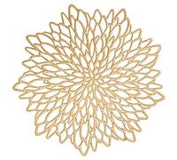 Xmkuwa Lot de 6 Sets de Table Ronds en Vinyle pressé de 38,1 cm pour Table de Salle à Manger, lavables et faciles à Nettoyer pour la Cuisine, Les Vacances, Le Mariage, la décoration de Table (doré A)