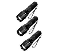 XML T6 Lot de 3 lampes de poche LED ZOOM à piles, super lumineuses, 2000 lumens, mise au point réglable, étanche, fonction de sécurité SOS stroboscopique
