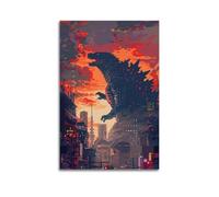 XMLCYD Poster graffiti animal Godzilla Vs. The City - Peinture sur toile murale - Impression d'art moderne pour chambre à coucher - 30 x 45 cm