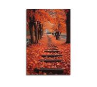 XMLCYD Poster naturel de petites routes, feuilles d'érable rouges en un seul endroit, poster décoratif sur toile, affiches murales et image d'art moderne pour chambre à coucher (50 x 75 cm)