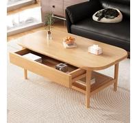 XMLYSMYS Table Basse Moderne en Bois avec Tiroirs, Table Centrale Rectangulaire À 2 Niveaux pour Le Salon, Petite Table À Manger Domestique(Yellow,100cm)