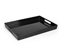 XMNFLY Plateau de service moderne avec poignées en mélamine noire de 25,4 x 38,1 cm - Plateau de service pour le vin, le café, le petit déjeuner/le comptoir de cuisine/organisateur de tiroir de