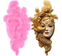 XMOLDNMS Masque en silicone pour femme - Masque à plumes - Moule à fondant - Pour décoration de gâteau - Décoration de cupcake - Chocolat - Bonbons - Argile polymère - Pâte en caoutchouc