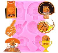 XMOLDNMS Moule à fondant de basket avec thème sportif Décoration de gâteau au chocolat Maillot de basket-ball Trophée Moule à bonbons pour décoration de gâteau Cupcake Artisanat Chocolat Pâte à fleurs