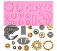 XMOLDNMS Moule à fondant en forme d'engrenage steampunk en silicone pour décoration de gâteau, décoration de cupcakes, chocolat, bonbons, argile polymère