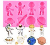 XMOLDNMS Moule en silicone en forme d'astronaute pour décoration de gâteau sur le thème de l'espace - Pour décoration de gâteaux, bonbons, chocolat, pâte à sucre, argile polymère