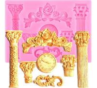XMOLDNMS Moule en silicone en forme de colonne romaine en forme de piliers grecs en relief pour décoration de gâteaux, décoration de cupcakes, pâte à gomme en argile polymère