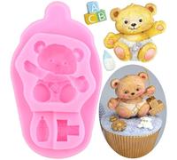 XMOLDNMS Moule en silicone en forme d'ours en forme d'ourson pour décoration de gâteau de fête prénatale, pâte à sucre, pâte polymère
