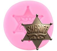 XMOLDNMS Moule en silicone pour décoration de gâteau en forme de badge shérif