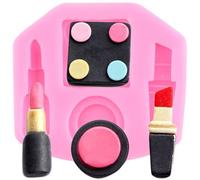XMOLDNMS Moules en silicone avec motifs de maquillage Moules pour outils de maquillage Rouge à lèvres Palette d'ombres à paupières Moule à fondant pour décorer des gâteaux Cupcake Toppers Chocolat