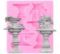 XMOLDNMS Moules vintage en silicone en forme de fontaines d'anges et d'oiseaux pour décoration de gâteaux, décoration de cupcakes, chocolat, bonbons, argile polymère