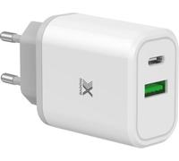 x-moove Chargeur secteur Swift - PD 30W USB-C et USB-A - Blanc et gris