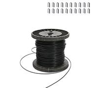 XMRISE en Vinyle Noir Enduit Corde Fil en Acier Inoxydable 304 Câble Ligne 1 * 7 Structure Diameter0.04in / 1mm, Length98.4FT / 30m