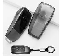 XMSCN Coque de clé de voiture 3 boutons TPU avec cordon porte-clés Compatible avec Mercedes Benz Classe A B C E G S SL CLS SLC CLA GLB GLC GLE GLS AMG Boîtier de clé intelligente Télécommande de