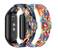 XMSCN Lot de 2 bracelets tressés pour Xiaomi Smart Band 9/Xiaomi Smart Band 8 pour homme et femme - Bracelet de rechange en nylon souple - Bracelet élastique de rechange pour Xiaomi Mi Band 9/8,
