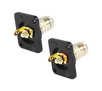 XMSJSIY 1 paire de bornes de boîtier de haut-parleur de type D 4 mm - Connecteur banane en cuivre plaqué or pour amplificateur de caisson de basses - 1 paire (Noir + rouge)