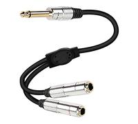 XMSJSIY 6.35mm TS Guitarra Señal de Audio Y Splitter Cable, 1/4 "macho a doble mono 1/4" adaptador hembra con oro chapado en OFC HiFi TS Altavoz Auriculares Cable de extensión-50cm