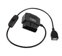 XMSJSIY Adaptateur de câble d'alimentation OBD vers USB 16pin OBD2 mâle à 5V 2a connecteur Femelle USB 12V 24V 36V à 5V 2a avec tachygraphe téléphone Voiture GPS DVR - 0.5M Bouton de Commutation