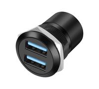 XMSJSIY Adaptateur de montage fixe fileté USB 3.0 double Type-A femelle vers femelle avec joint anti-desserrage pour transfert de données/chargement (rond)