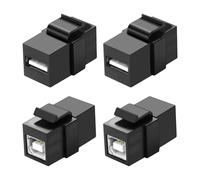 XMSJSIY adaptateurs USB B vers USB A - Insert Keystone - sans Soudure - Connecteur USB 2.0 Type B Femelle vers Type A Femelle - Coupleur Keystone - Prise Murale - Adaptateur Jack pour - 4pcs